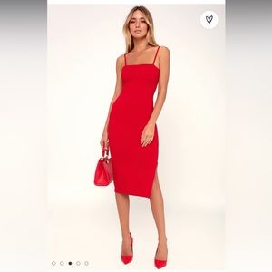 Red Bodycon Midi Dress - Lulus
